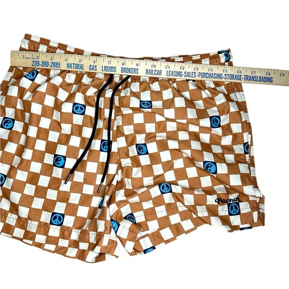 PacSun Blue and Brown Retro Swim Trunks Size Small - Picture 5 of 10